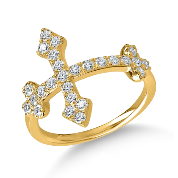Inel cruce din aur galben cu diamante de 0.5ct