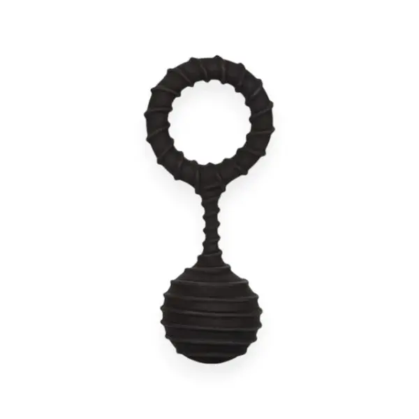 Inel cu greutate pentru penis COLT Weighted Ring Large, din silicon elastic, cu bilă de 110 grame, diametru inserabil 3.25 cm, negru