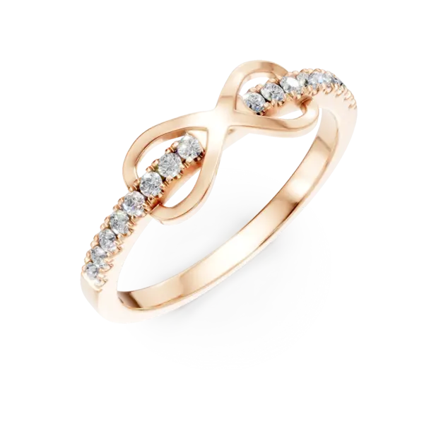 Inel cu infinit din aur roz cu diamante de 0.1ct