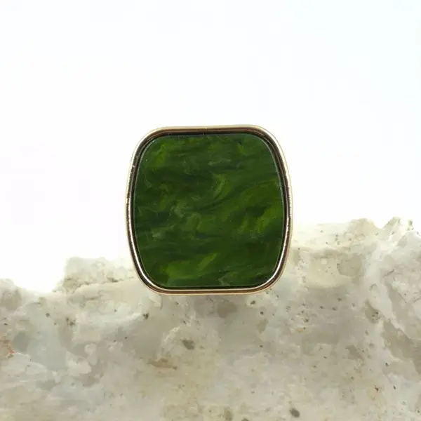 Inel dama reglabil cu insert decorativ verde