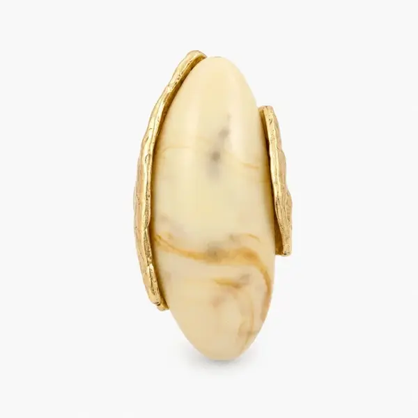 Inel dama statement auriu reglabil cu design sculptural ivory