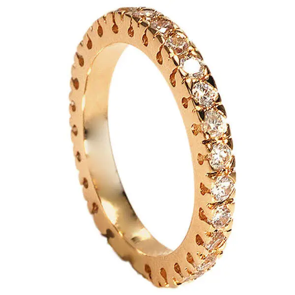 Inel de dama suflat cu aur 18K si cristale