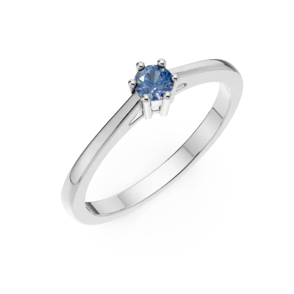 Inel de logodna din aur alb cu diamant albastru de 0.3ct