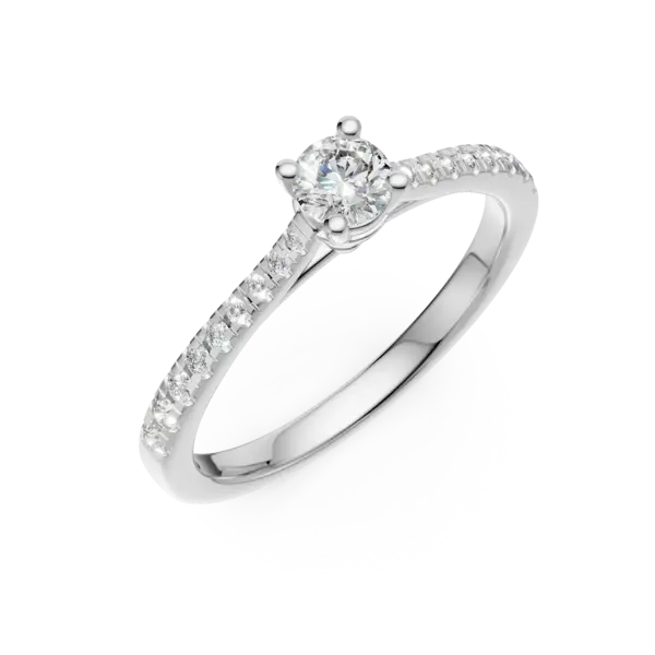 Inel de logodna din aur alb cu diamant de 0.24ct si diamante de 0.19ct