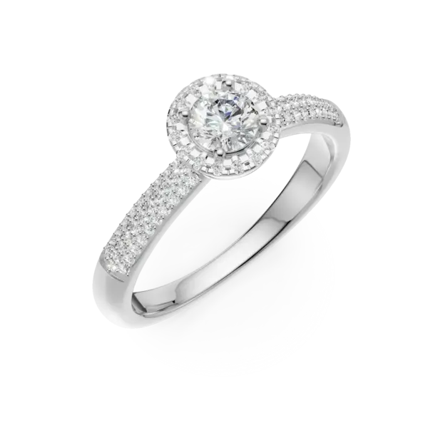 Inel de logodna din aur alb cu diamant de 0.29ct si diamante de 0.42ct
