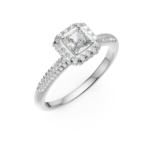 Inel de logodna din aur alb cu diamant de 0.2ct si diamante de 0.42ct