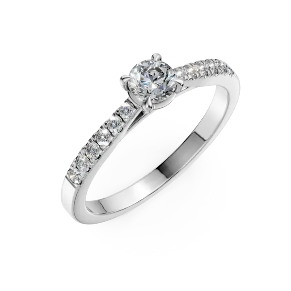 Inel de logodna din aur alb cu diamant de 0.2ct si diamante de 0.1ct
