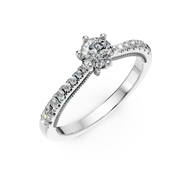 Inel de logodna din aur alb cu diamant de 0.4ct si diamante de 0.23ct