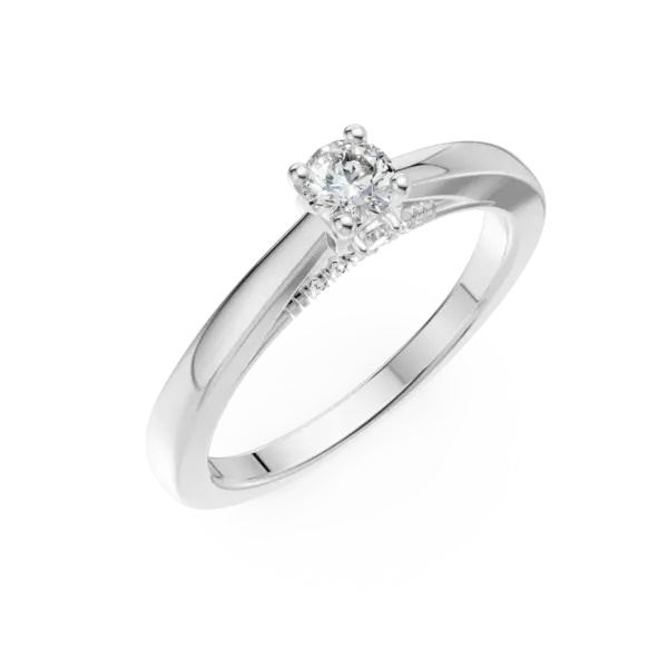 Inel de logodna din aur alb cu diamant de 0.4ct si diamante de 0.05ct