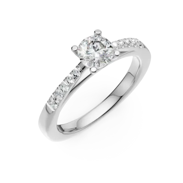 Inel de logodna din aur alb cu diamant de 0.4ct si diamante de 0.1ct