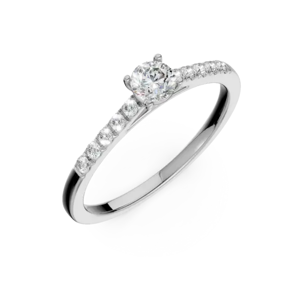 Inel de logodna din aur alb cu diamant de 0.5ct si diamante de 0.1ct