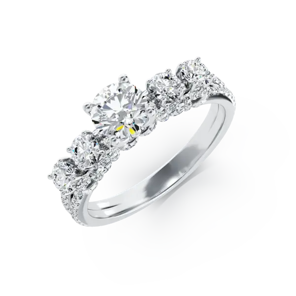 Inel de logodna din aur alb cu diamant de 0.63ct si diamante de 0.82ct