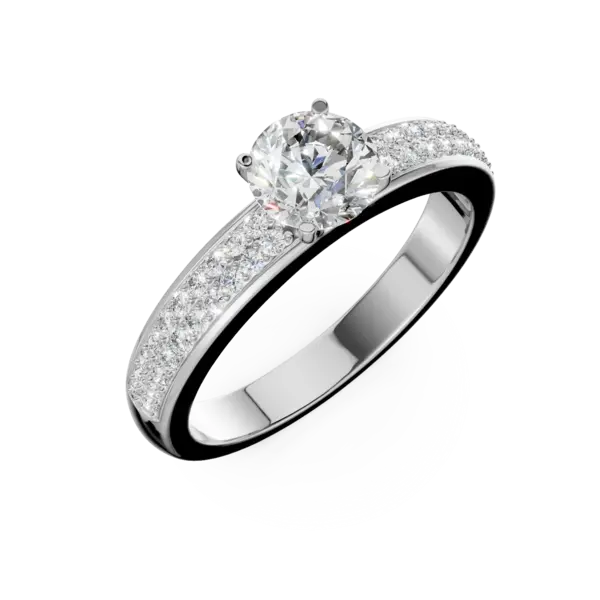Inel de logodna din aur alb cu diamant de 0.6ct si diamante de 0.2ct