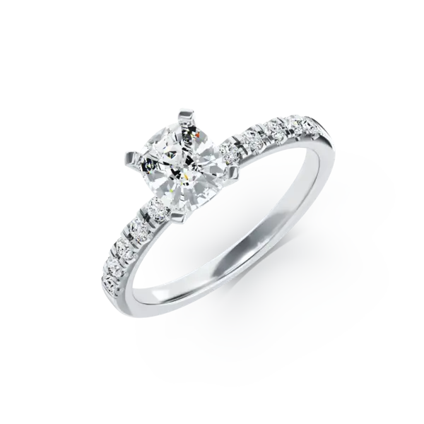 Inel de logodna din aur alb cu diamant de 1.03ct si diamante de 0.19ct