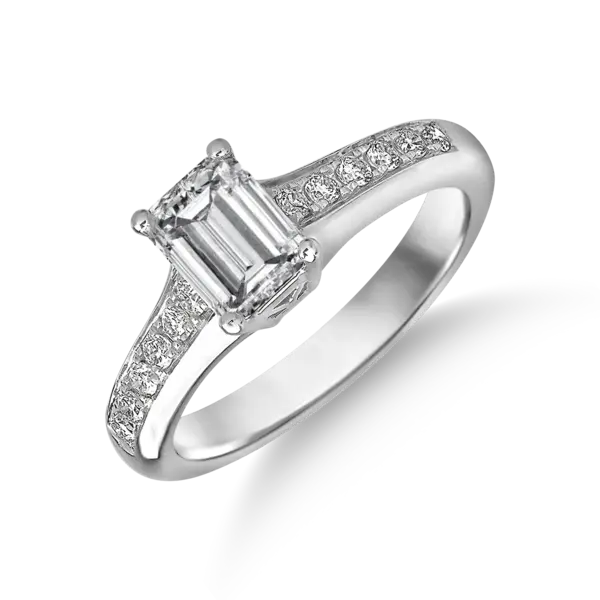 Inel de logodna din aur alb cu diamant de 1.1ct si diamante de 0.2ct