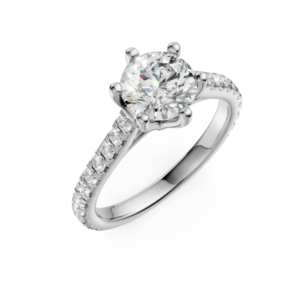 Inel de logodna din aur alb cu diamant de 1.3ct si diamante de 0.3ct