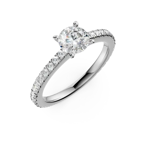 Inel de logodna din aur alb cu diamant de 1ct si diamante de 0.46ct