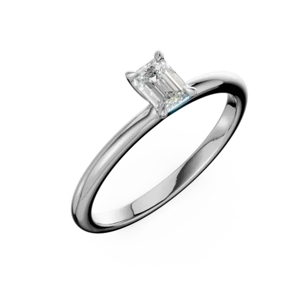 Inel de logodna din aur alb cu diamant emerald solitaire de 0.4ct