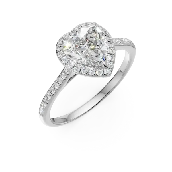 Inel de logodna din aur alb cu diamant heart de 0.8ct si diamante de 0.1ct