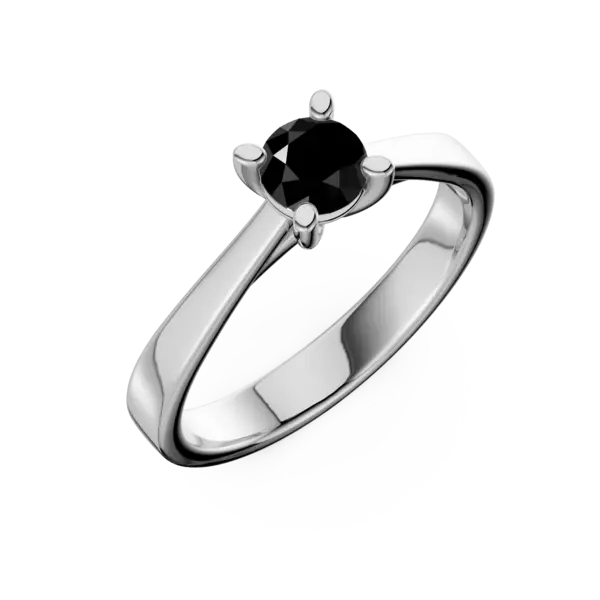 Inel de logodna din aur alb cu diamant negru de 0.4ct
