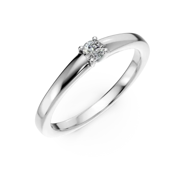 Inel de logodna din aur alb cu diamant solitaire de 0.095ct