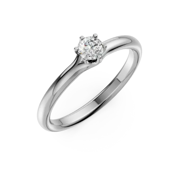 Inel de logodna din aur alb cu diamant solitaire de 0.19ct