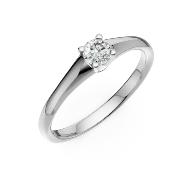 Inel de logodna din aur alb cu diamant solitaire de 0.1ct