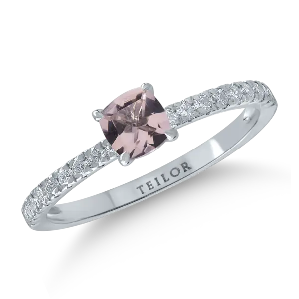 Inel de logodna din aur alb cu morganit de 0.48ct si diamante de 0.33ct