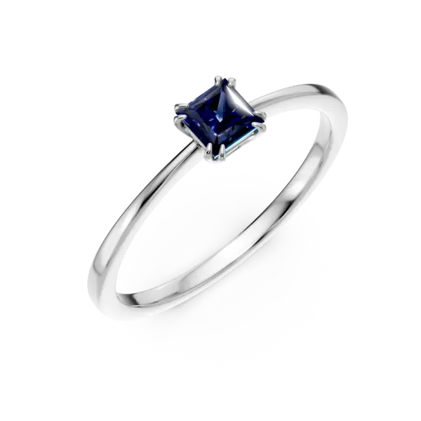 Inel de logodna din aur alb cu safir princess de 0.4ct