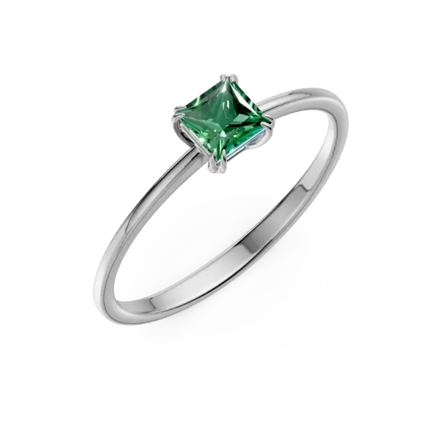 Inel de logodna din aur alb cu smarald solitaire de 0.39ct