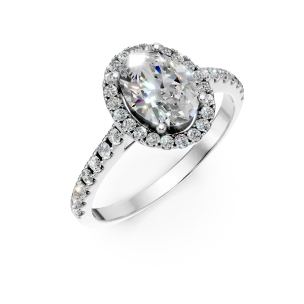 Inel de logodna din aur alb cu un diamant central de 1.01ct si diamante de 0.38ct