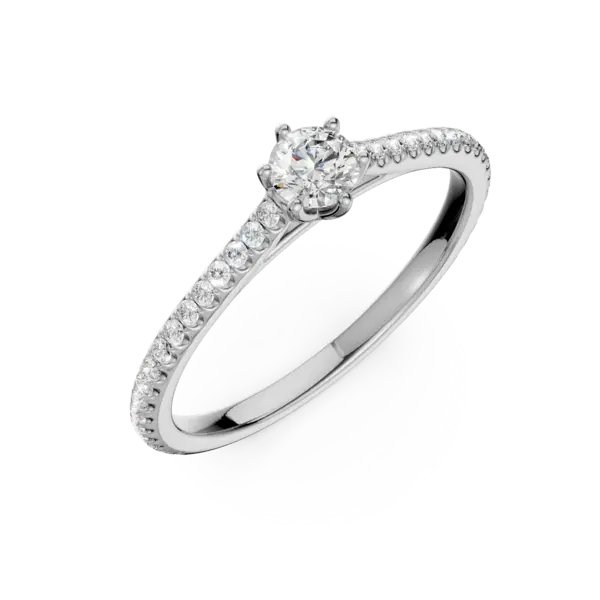 Inel de logodna din aur alb cu un diamant de 0.2ct si diamante de 0.1ct