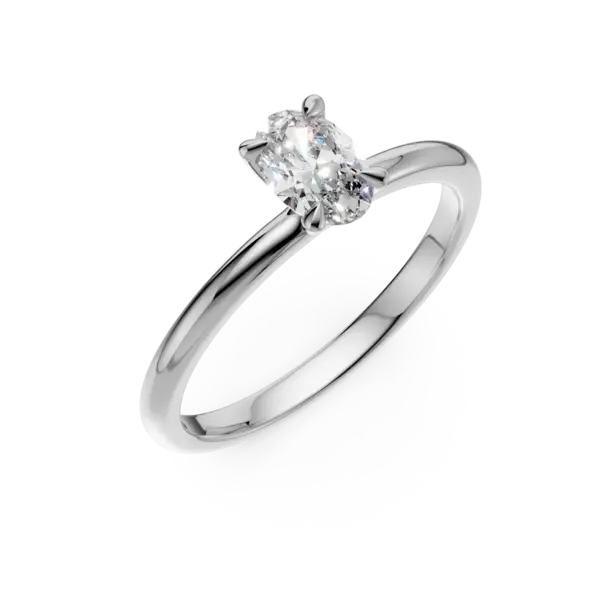 Inel de logodna din aur alb cu un diamant oval solitaire de 0.3ct