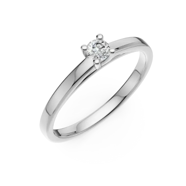 Inel de logodna din aur alb cu un diamant solitaire de 0.14ct