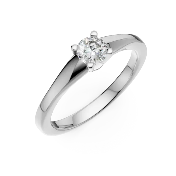 Inel de logodna din aur alb cu un diamant solitaire de 0.19ct