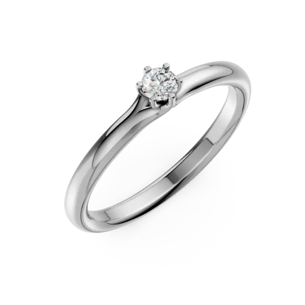 Inel de logodna din aur alb cu un diamant solitaire de 0.1ct