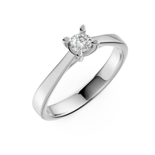 Inel de logodna din aur alb cu un diamant solitaire de 0.25ct