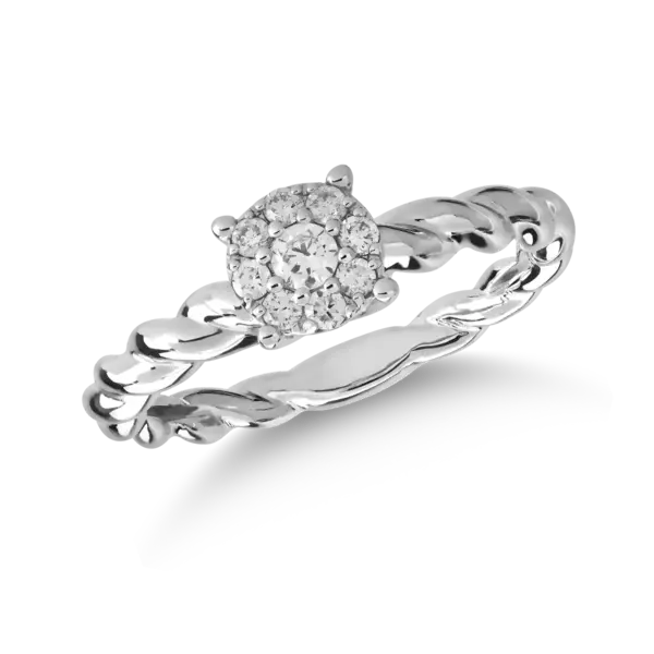 Inel de logodna din aur alb cu un diamant solitaire de 0.26ct