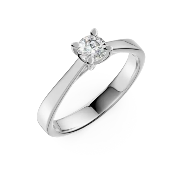 Inel de logodna din aur alb cu un diamant solitaire de 0.2ct