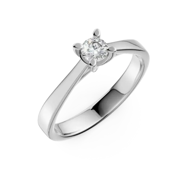 Inel de logodna din aur alb cu un diamant solitaire de 0.2ct