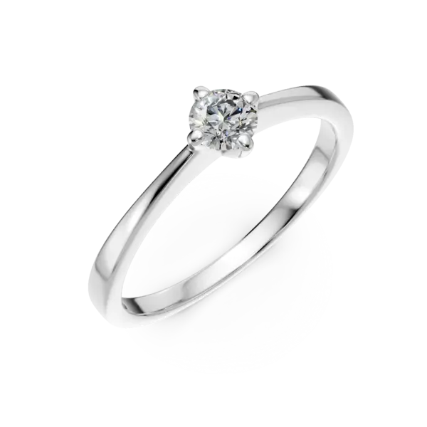 Inel de logodna din aur alb cu un diamant solitaire de 0.2ct