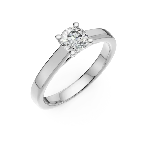 Inel de logodna din aur alb cu un diamant solitaire de 0.34ct