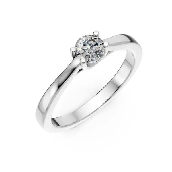 Inel de logodna din aur alb cu un diamant solitaire de 0.34ct