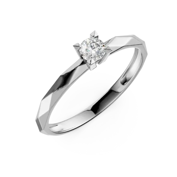 Inel de logodna din aur alb cu zirconia solitaire