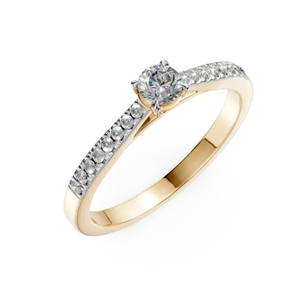 Inel de logodna din aur galben cu diamant de 0.1ct si diamante de 0.1ct
