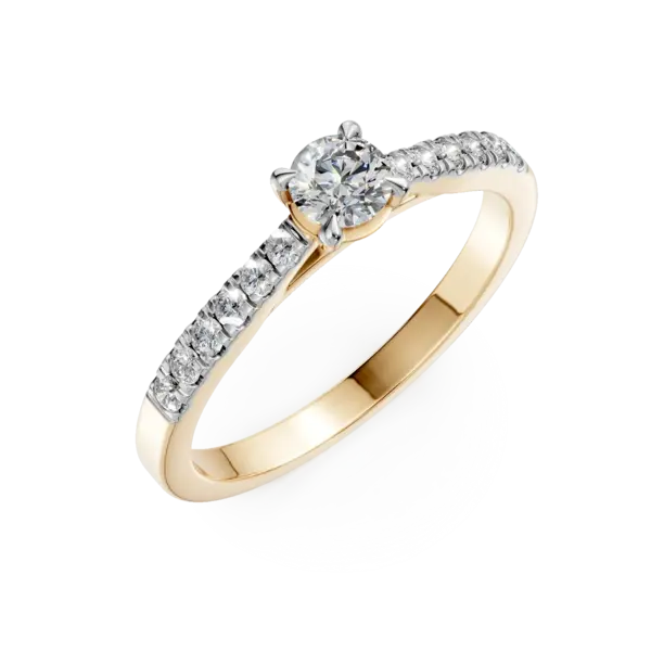 Inel de logodna din aur galben cu diamant de 0.2ct si diamante de 0.1ct
