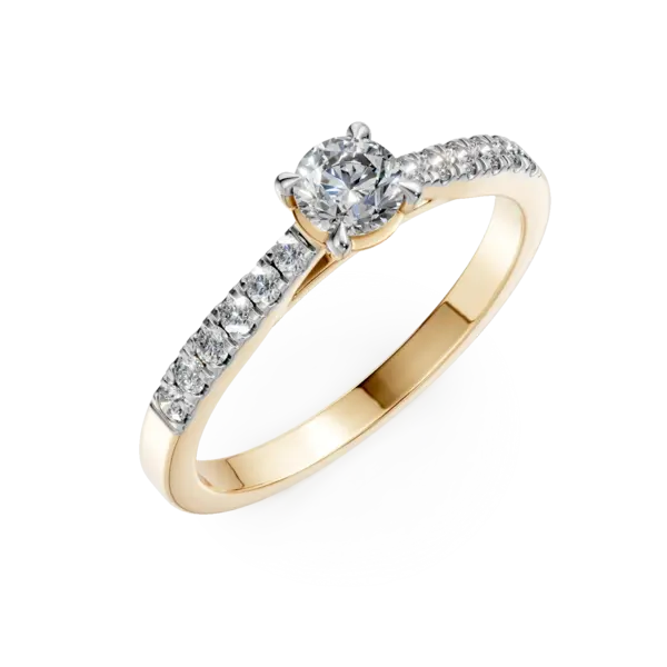 Inel de logodna din aur galben cu diamant de 0.3ct si diamante de 0.1ct