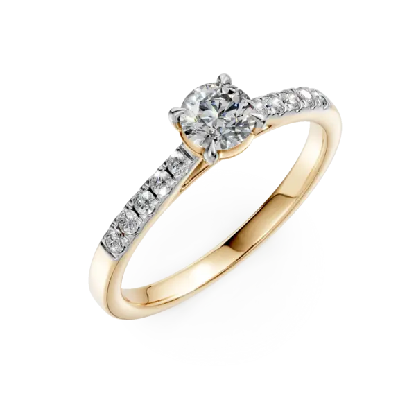 Inel de logodna din aur galben cu diamant de 0.4ct si diamante de 0.14ct