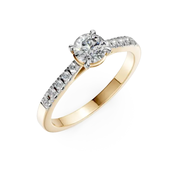 Inel de logodna din aur galben cu diamant de 0.5ct si diamante de 0.15ct