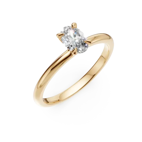Inel de logodna din aur galben cu diamant oval de 0.4ct